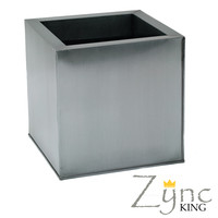 Silver Powder Coat Zinc Galvanised Cube Planter - 30x30x30cm - 30 litr
