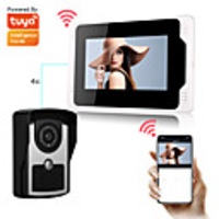 2.0MP Tuya App Sonnette Filaire / WiFi 1080P Caméra HD 7 pouces Moniteur Smart Home Vidéo Interphone Sonnette Pir Détection De Mouvement Sécurité CCTV