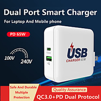65 W Puissance de sortie USB Chargeur rapide Chargeur USB QC 3.0 Charge Rapide Pour Universel miniinthebox