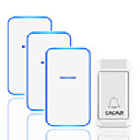 cacazi pas de batterie requise sonnette sans fil 1 bouton 3 récepteur auto-alimenté étanche LED veilleuse maison sonnette sans fil