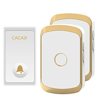 Cacazi étanche sonnette sans fil auto-alimentée sans batterie LED lumière maison sonnette sans fil 1 bouton 2 récepteur miniinthebox