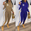 Femme 2 Pièces Full Zip Survêtement Plein Air Athleisure Manches Longues 2pcs Hiver Elasthanne Chaud Respirable Doux Fitness Exercice Physique Course Running Jogging Entraînement Tenue de sport Rayure