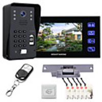 mountainone sy816mjleno11 avec 7 pouces empreinte digitale rfid mot de passe vidéo porte interphone système de sonnette kit sans serrure électrique déverrouillage de la télécommande sans fil