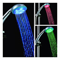 Pommeau de Douche 5 LED,  3.3" (Plastique,  Finition Chromée)