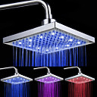 Pommeau de Douche Carré 8" 12 LED - Assortiment de Couleurs
