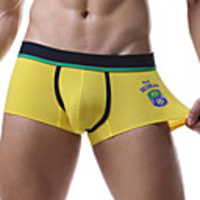SEOBEAN Homme Sous-vêtement de sport Cuissard / Short Boxer Short Bas Coton Hiver Fitness Exercice Physique Spectacle Course Running Entraînement Respirable Séchage rapide Doux Sport Blanche Jaune
