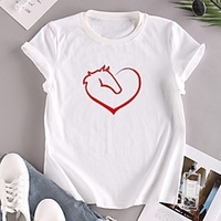 T shirt Femme"idien Fin de semaine Sans Doublure Graphique Manches Courtes Imprimé Col Rond Hauts Standard Haut de base 100% Coton basique Blanche Noir Rouge miniinthebox
