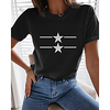 T shirt Femme"idien Fin de semaine Sans Doublure Graphique Manches Courtes Imprimé Col Rond Hauts Standard Haut de base basique Noir miniinthebox