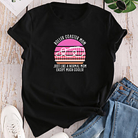 T shirt Femme"idien Fin de semaine Sans Doublure Graphique Texte Manches Courtes Imprimé Col Rond Hauts Standard Haut de base 100% Coton basique Blanche Noir Rouge miniinthebox