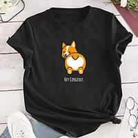 T shirt Femme"idien Fin de semaine Sans Doublure Graphique Texte Manches Courtes Imprimé Col Rond Hauts Standard Haut de base 100% Coton basique Noir Vert Gris Foncé miniinthebox