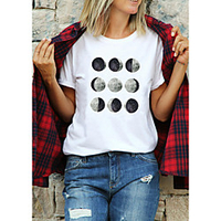 T shirt Femme"idien Fin de semaine Sans Doublure Imprimés Photos Manches Courtes Imprimé Col Rond Hauts Haut de base 100% Coton basique Blanche Noir Violet