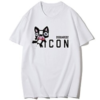 T shirt Femme"idien Fin de semaine Sans Doublure Imprimés Photos Manches Courtes Imprimé Col Rond Hauts Standard Haut de base 100% Coton basique Blanche Jaune Rose Claire