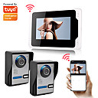 Tuya smart 7 wifi / interphone vidéo de moniteur filaire avec appareil de vision nocturne caméra détection de mouvement 2 caméraamp;amp; 1 moniteur 110 / 720p / ahd enregistrement instantané