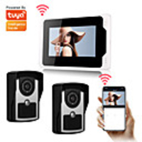 Wifi / filaire Tuya smartlife 1080p hd camrea 7 pouces moniteur vidéo porte cloche interphone visuel porte étanche à la pluie caméra pir détecteur de mouvement