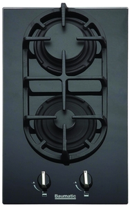 Baumatic BGG32 Domino Hob Gas on Glass 30cm 2 Burner Black