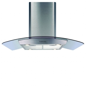 CDA ECPK90SS Cooker Hood Curved Glass Island Extractor 90cm