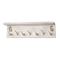 Antler Shelf with Hat and Coat Rack in a Distressed Cream Finish