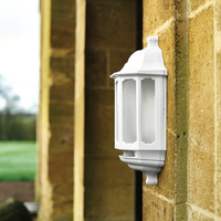 ASD Hi-Lo LED Half Lantern Outdoor Wall Light with Dusk to Dawn and PIR Sensor - White