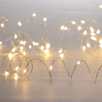 Festive 9.95M Battery Operated Warm White LED Silver Micro Wire Fairy Lights - 200 Lights