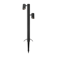 Garden 24 Pole Cylinder 2 Light LED Outdoor Bollard Light - Black