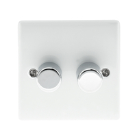 Gloss White Low Profile 2 Gang 2 Way Dimmer Switch