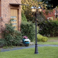 Konstsmide Parma Triple Lamp Post - Black and Stainless Steel