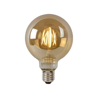Lucide 5W Warm White LED Dimmable Amber Decorative Filament 95mm Globe Bulb - Screw Cap