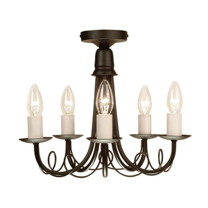 Minster 5 Light Dual Mount Ceiling Fitting - Black/Gold