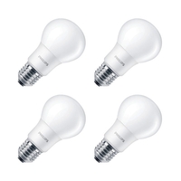 Philips 8W Warm White LED Frosted GLS Bulb - Screw Cap - Pack of 4