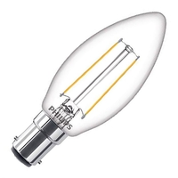 Philips Classic 2W Warm White LED Decorative Filament Candle Bulb - Small Bayonet Cap