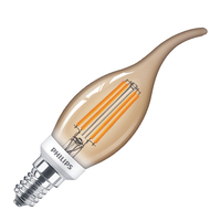 Philips Classic 5W Very Warm White Dimmable LED Decorative Filament Gold Bent Tip Candle Bulb - Small Screw Cap
