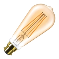 Philips Classic 7W Very Warm White Dimmable LED Decorative Filament Gold Squirrel Cage Bulb - Bayonet Cap