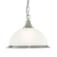 Searchlight Amercian Diner Ceiling Pendant Light - Satin Silver