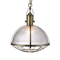 Searchlight Industrial Glass Ceiling Pendant Light - Antique Silver