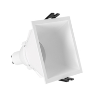 Square Low UGR Downlight Cutout 85x85mm with 6W Daylight LED Bulb - GU10 - White
