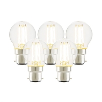 Tagra 4W Warm White Dimmable LED Decorative Filament Golf Ball Bulb - Bayonet Cap - Pack of 5