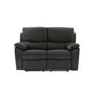 Raffles Black 2 Seater Bonded Leather Recliner Sofa