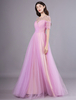 A-line Lilac Tulle Beading Jewel Neck Floor-Length Evening Dress