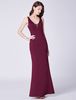 Evening Dresses Burgundy Long Mermaid Prom Dress V Neck Floor Length Formal Gowns