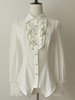 White Ruched Cotton Chic Lolita Shirt for Women