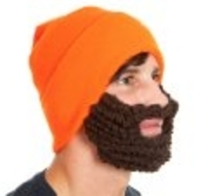 The Beard Beanie - Hunter Orange with Coffee
