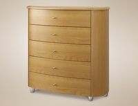 Birlea Assembled Aztec Beech 5 Drawer Chest Of Drawers