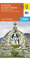 Ordnance Survey Glen Esk & Glen Tanar - OS Explorer Active OL54 Map