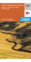Ordnance Survey West Pennine Moors,  Blackburn,  Darwen & Accrington - OS Explorer 287 Map