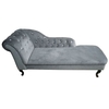 Charcoal Grey Velvet Diamante Chaise Lounge With Left Armrest