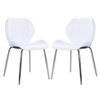 Darcy Dining Chair In White Faux Leather in A Pair