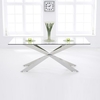 Lindos 160cm Glass Dining Table In Clear With Steel Base