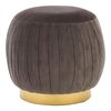 Luxury Round Upholstered Velvet Footstool In Grey And Gold
