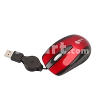 C200 USB Retractable Cable Mouse for Laptop Red