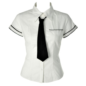 Lip Service Sexy School Girl Shirt With Black Tie (White)